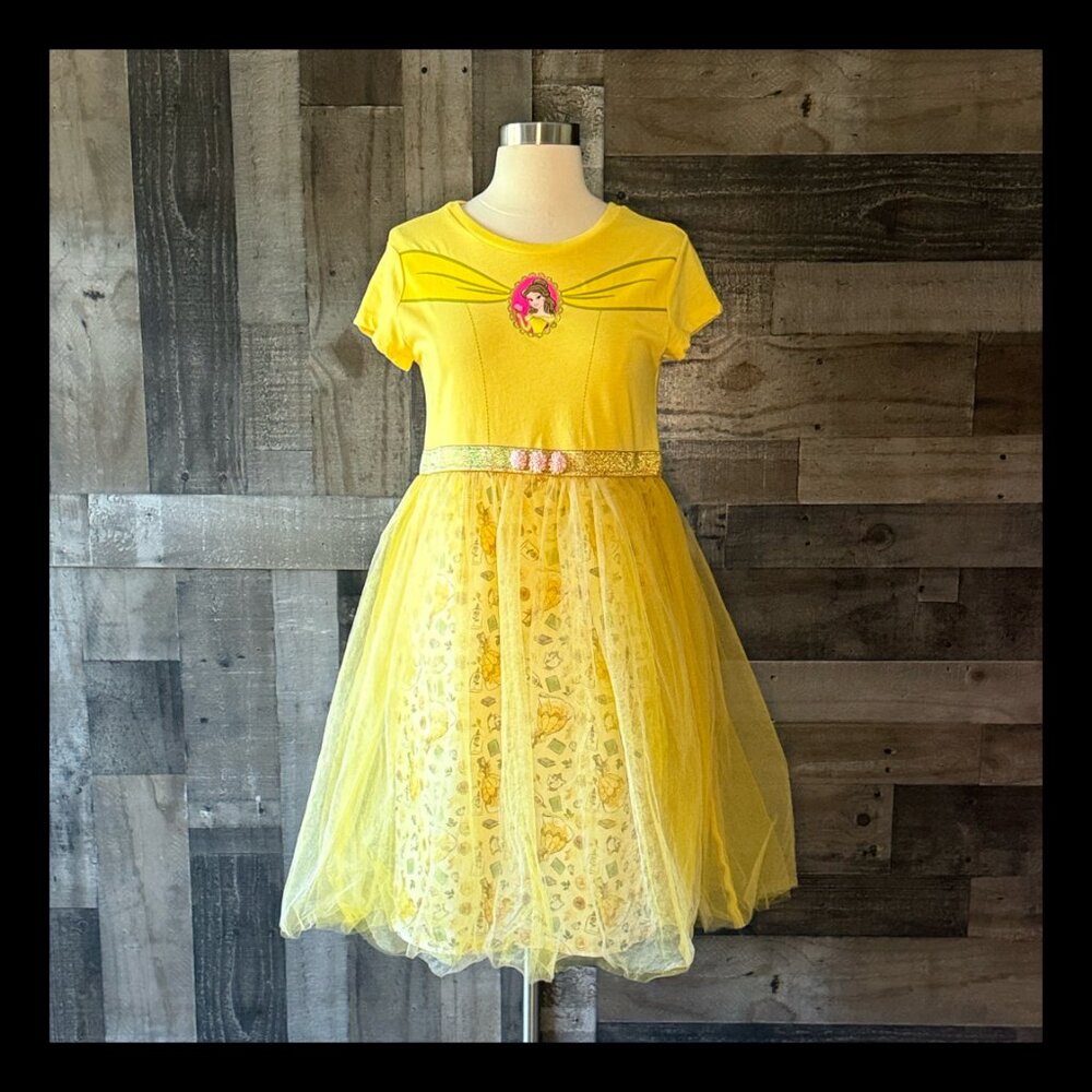 Disney Yellow Princess Tulle Dress with Glitter Belt
